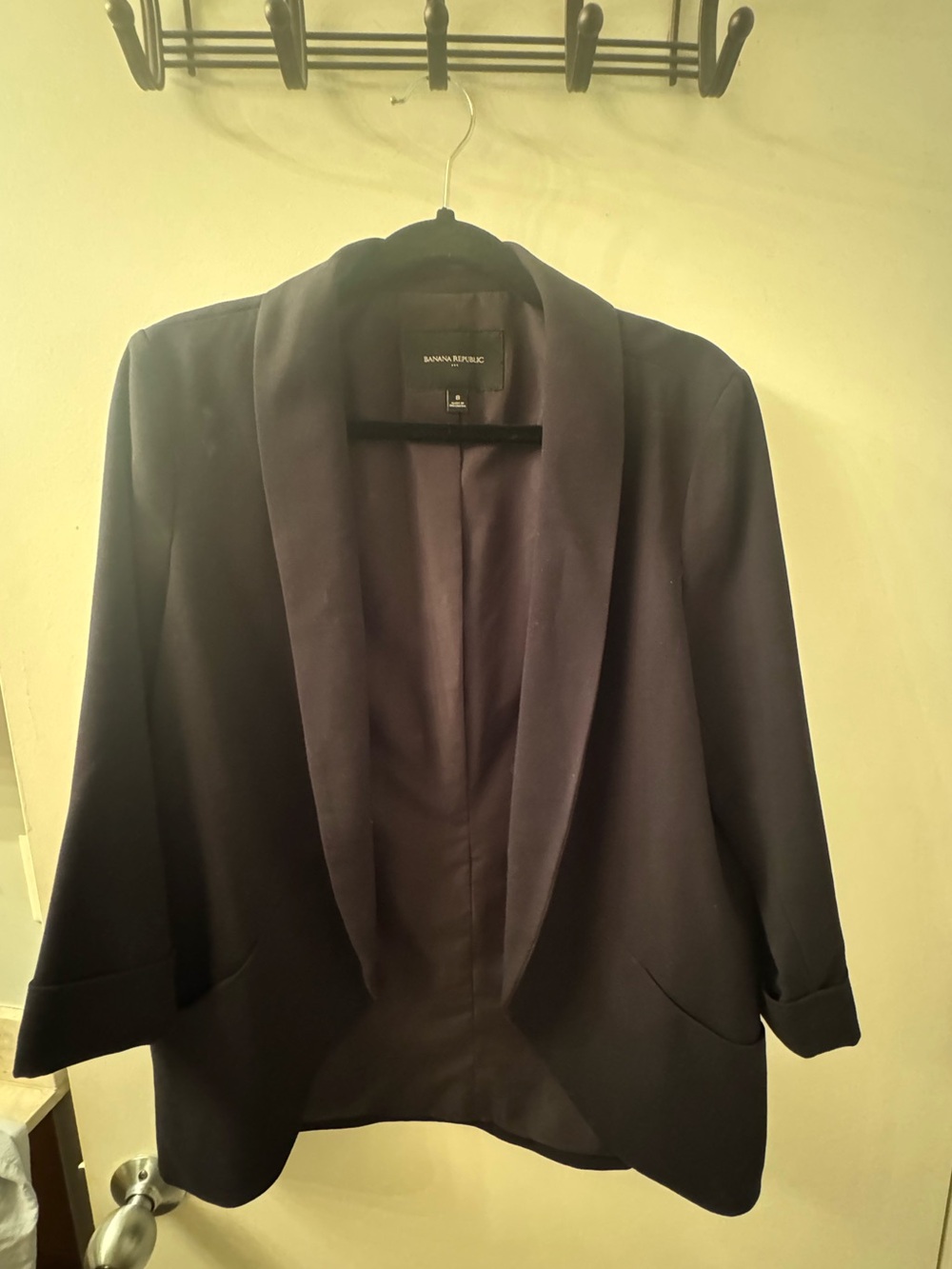 Banana Republic Black Open-Front Shawl Collar Blazer